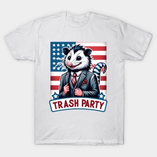 Opossum Meme, Trash Party, Possum Politics USA Flag T-Shirt